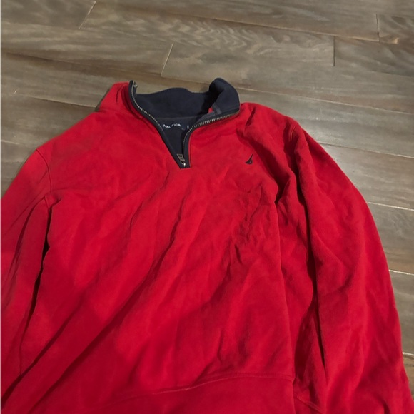 Nautica Red and Black Quarter-Zip Sweater - Picture 1 of 2